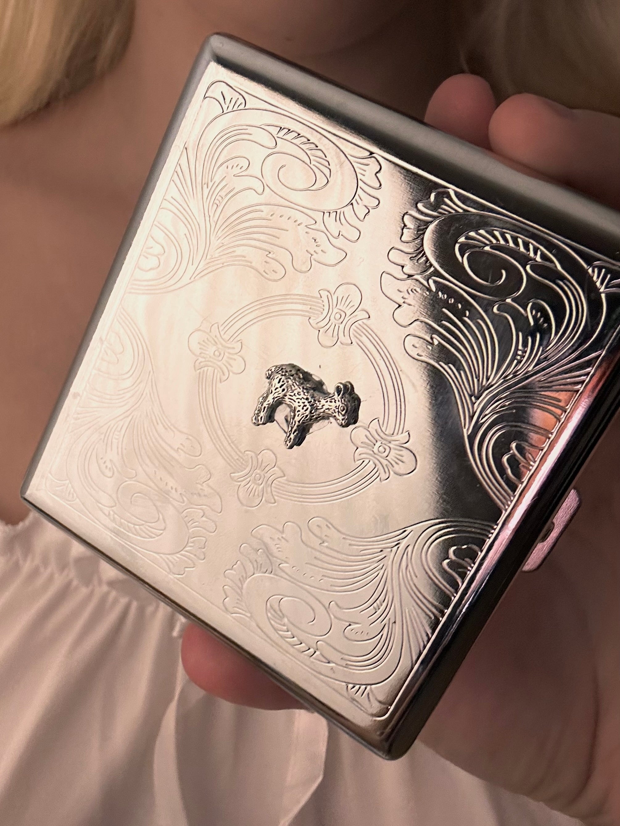 Lamb of the Meadow – Engraved Silver Cigarette Case
